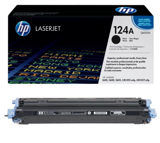 [Q6000A] HP 124A - Negro - original - LaserJet - cartucho de tóner (Q6000A) - para Color LaserJet 1600, 2600n, 2605, 2605dn, 2605dtn, CM1015 MFP, CM1017 MFP