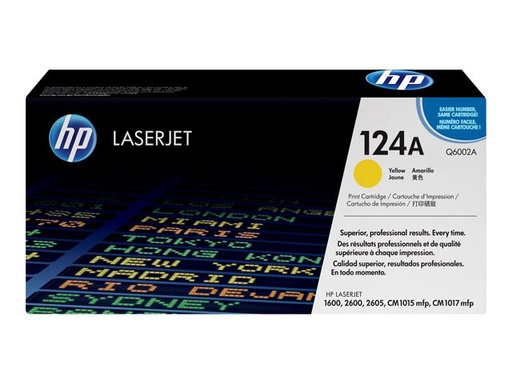 [Q6002A] HP 124A - Amarillo - original - LaserJet - cartucho de tóner (Q6002A) - para Color LaserJet 1600, 2600n, 2605, 2605dn, 2605dtn, CM1015 MFP, CM1017 MFP