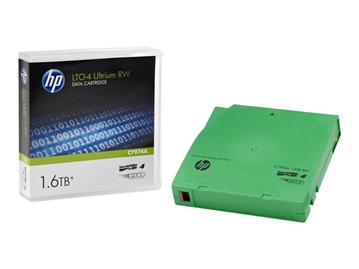 [C7974A] HPE RW Data Cartridge - LTO Ultrium 4 - 800 GB / 1.6 TB - etiquetas de escritura - verde - para HPE MSL4048; StorageWorks Enterprise Modular Library E-Series; StoreEver Ultrium 1840
