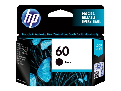 [CC640WL] HP 60 - 4 ml - negro - original - cartucho de tinta - para Deskjet F2430, F4213, F4435, F4580; Envy 100 D410, 11X D411, 12X; Photosmart C4740, D110