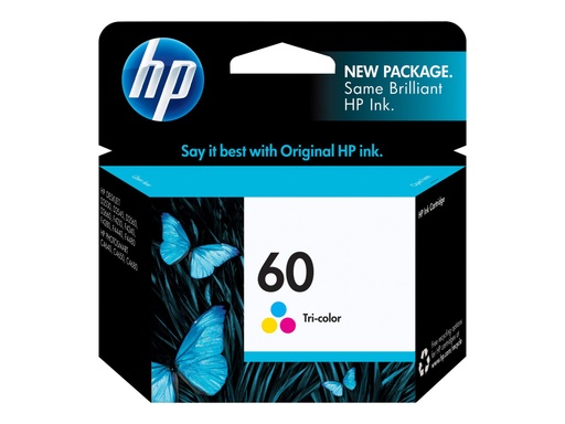 [CC643WL] HP 60 - 4 ml - color (cian, magenta, amarillo) - original - cartucho de tinta - para Deskjet F2430, F4213, F4435, F4580; Envy 100 D410, 11X D411, 12X; Photosmart C4740, D110