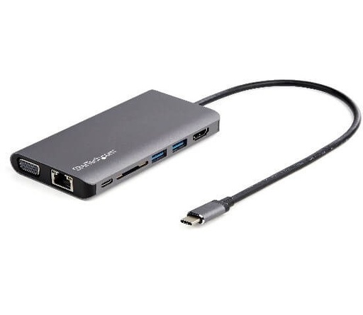 [DKT30CHVAUSP] StarTech.com USB C Multiport Adapter, USB-C Mini Travel Dock w/ 4K HDMI or 1080p VGA, 100W PD Pass-Through, 3x USB, SD, GbE, Audio - Estación de conexión - USB-C - VGA, HDMI – GigE