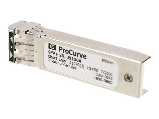 [J9150A] HPE - Módulo de transceptor SFP+ - 10 GigE - 10GBase-SR - LC/UPC multi modo - hasta 300 m - 850 nm - para HPE 6120, 6600; ProLiant DL360p Gen8; HPE Aruba 2930F 24, 2930F 48, 5406