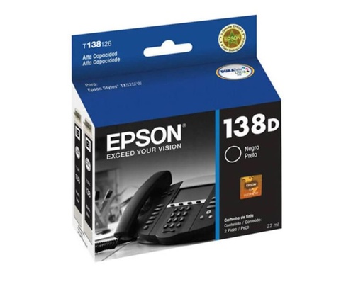 [T138126-AL] Epson 138d - Negro - original - cartucho de tinta - para Stylus NX230, NX430, NX635; WorkForce 435, 525, 545, 60, 625, 63X, 645, 7010, 75XX, 84X