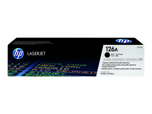 [CE310A] HP 126A - Negro - original - LaserJet - cartucho de tóner (CE310A) - para Color LaserJet Pro CP1025; LaserJet Pro MFP M175; TopShot LaserJet Pro M275