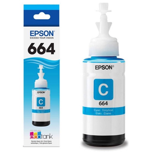 [T664220-AL] Epson T664 - Cián - original - recarga de tinta - para Epson L380, L386, L395, L495; EcoTank ET-2600, 2650, L1455, L396, L606, L656