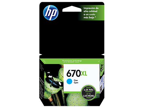 [CZ118AL] HP 670XL - Alto rendimiento - cián - original - Ink Advantage - cartucho de tinta - para Deskjet Ink Advantage 3525, Ink Advantage 4615, Ink Advantage 4625, Ink Advantage 5525