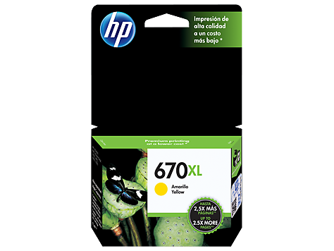 [CZ120AL] HP 670XL - Alto rendimiento - amarillo - original - Ink Advantage - cartucho de tinta - para Deskjet Ink Advantage 3525, Ink Advantage 4615, Ink Advantage 4625, Ink Advantage 5525