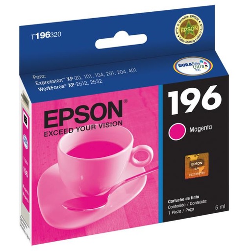 [T196320-AL] Epson T196 - Magenta - original - cartucho de tinta - para Expression XP-101, XP-201, XP-211, XP-214, XP-401, XP-411; WorkForce WF-2532