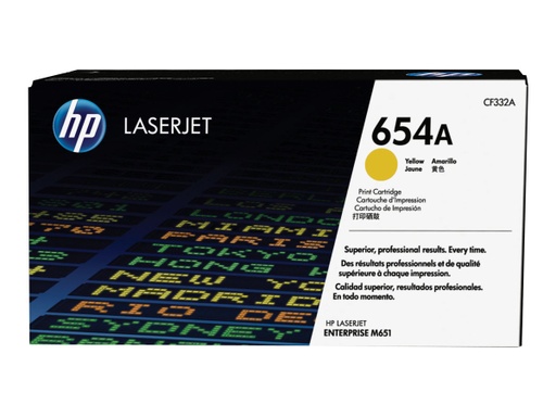 [CF332A] HP 654A - Amarillo - original - LaserJet - cartucho de tóner (CF332A) - para Color LaserJet Enterprise M651dn, M651n, M651xh; Color LaserJet Managed M651dnm, M651xhm