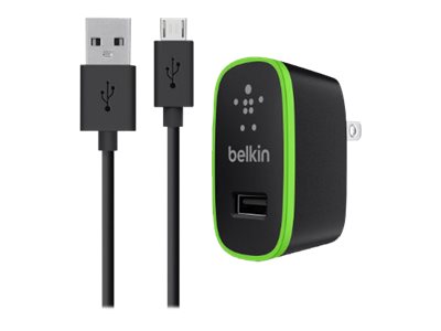 [F8M667tt04-BLK] Belkin Universal Home Charger with Micro USB ChargeSync Cable - Adaptador de corriente - 10 vatios - 2.1 A (USB) - en el cable: Micro-USB - negro