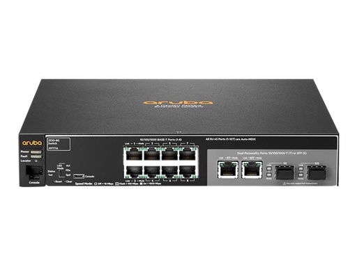 [J9777A] HPE Aruba 2530-8G - Conmutador - Gestionado - 8 x 10/100/1000 + 2 x Gigabit SFP combinado - sobremesa, montaje en rack, montaje en pared