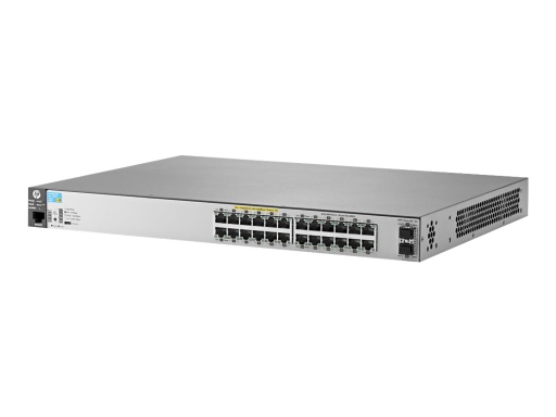 [J9854A] HPE Aruba 2530-24G-PoE+-2SFP+ - Conmutador - Gestionado - 24 x 10/100/1000 (PoE+) + 2 x 10 Gigabit SFP+ - sobremesa, montaje en rack, montaje en pared - PoE+ (195 W)