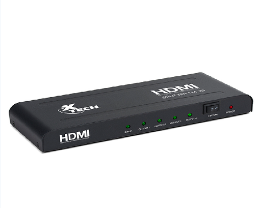 [XHA-410] Xtech - HDMI Splitter - 1 Input to 4 Outputs