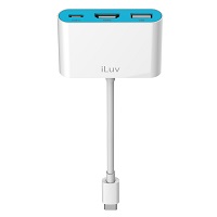 [ICB713WH] iLuv - Display adapter - 24 pin USB Type C - 9 pin USB Type A / HDMI / 24 pin USB Type C - Glossy white - Multiport Adapter