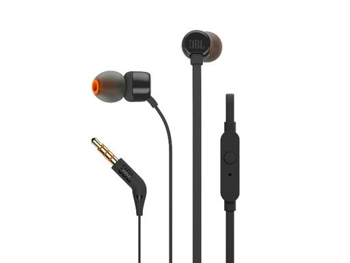 [JBLT110BLKAM] JBL T110 - Auriculares internos con micro - en oreja - cableado - conector de 3,5 mm - negro