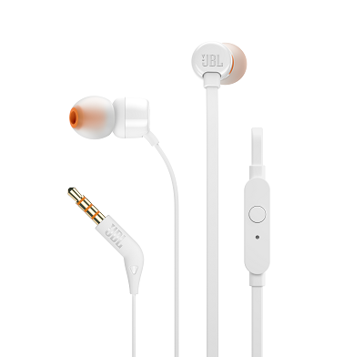 [JBLT110WHTAM] JBL T110 - Auriculares internos con micro - en oreja - cableado - conector de 3,5 mm - blanco