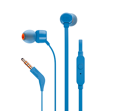[JBLT110BLUAM] JBL T110 - Auriculares internos con micro - en oreja - cableado - conector de 3,5 mm - azul
