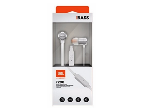 [JBLT290SILAM] JBL TUNE 290 - Auriculares internos con micro - en oreja - cableado - conector de 3,5 mm - plata
