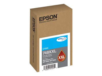 [T748XXL220-AL] Epson 748XXL - XL - cián - original - blíster con alarmas de RF/acústica - cartucho de tinta - para WorkForce Pro WF-6090, WF-6590, WF-8090, WF-8090 D3TWC, WF-8590, WF-8590 D3TWFC