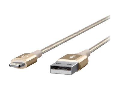 [F8J207BT04-GLD] Belkin MIXIT DuraTek Lightning to USB Cable - Cable Lightning - USB (M) a Lightning (M) - 1.22 m - blindado - oro - para Apple iPad/iPhone/iPod (Lightning)