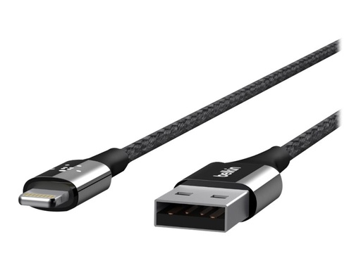 [F8J207BT04-BLK] Belkin MIXIT DuraTek Lightning to USB Cable - Cable Lightning - USB (M) a Lightning (M) - 1.22 m - blindado - negro - para Apple iPad/iPhone/iPod (Lightning)