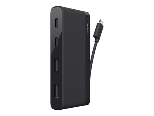 [F4U090BTBLK] Belkin USB-C 4-Port Mini Hub - Hub - 4 x SuperSpeed USB 3.0 - sobremesa
