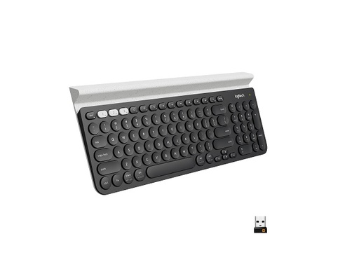 [920-008026] Logitech - Keyboard - Wireless - Spanish - 2.4 GHz / Bluetooth - Ergonomic Design - Black (keyboard) / Black and white