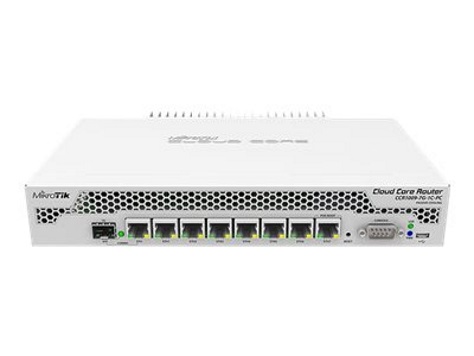[CCR1009-7G-1C-PC] MikroTik Cloud Core Router CCR1009-7G-1C-PC - Router - GigE - montaje en rack - 272 X 190 X47mm - RouterOS - RAM: 1 GB - Almacenamiento: 128 MB -  PoE Pasivo