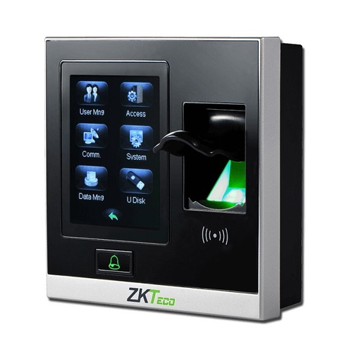 [SF400/ID] ZK Teco Security - SF400 -  Control de acceso de huellas dactilares basado en IP y tiempo de asistencia -  Capacidad de detección de huella: 1,500 - TCP/IP, USB Host - Capacidad Record: 80,000 - DC 12V/3A - 105 x 105 x 32mm - 2.8 Pulgadas de pantalla táctil resistiva - alarma - No Incluye fuente de poder