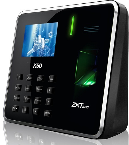 [K50] ZKTeco - K50 - Sistema de reloj registrador - Capacidad huella digital:800 - Capacidad ID Card: 800 - Ethernet, USB - TCP/IP,USB Host