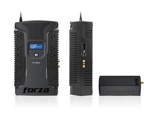 [HT-750LCD] Forza - UPS - Line interactive - 375 Watt - 750 VA - AC 110/120 V - 12 NEMA 2 USB