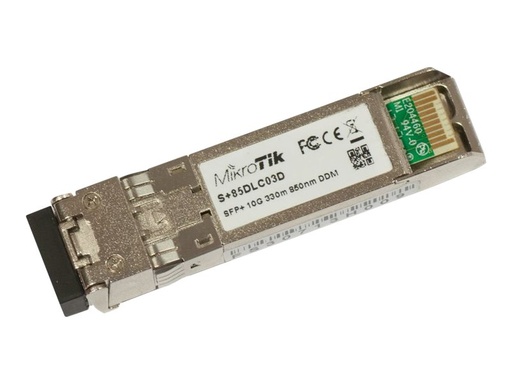 [S+85DLC03D] MikroTik S+85DLC03D - Módulo de transceptor SFP+ - 10 Gigabit Ethernet - SFP+ / LC de modos múltiples - hasta 300 m - 850 nm - Dual LC UPC - 850nm