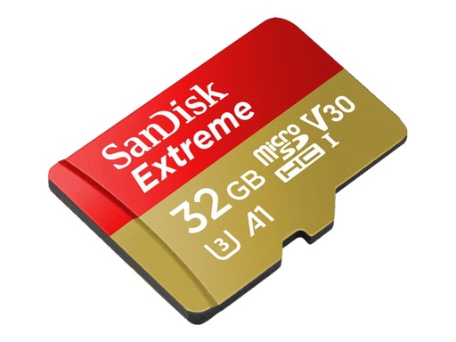 [SDSQXAF-032G-GN6AA] SanDisk Extreme - Tarjeta de memoria flash (adaptador microSDHC a SD Incluido) - 32 GB - A1 / Video Class V30 / UHS-I U3 - microSDHC UHS-I