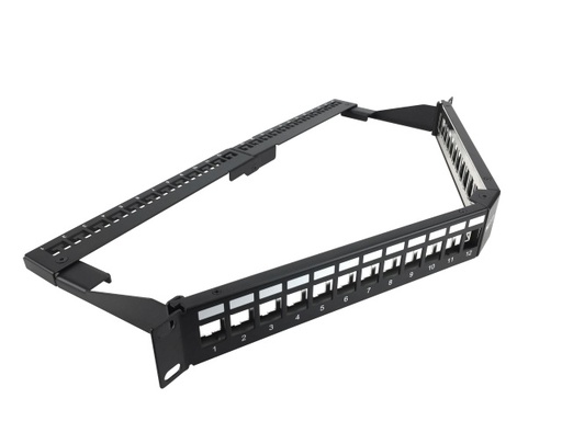 [PCGPSMO1U24ANBK] Nexxt Solutions Infrastructure - Patch panel - Cold-rolled steel - Black with silver extrusion - Angled Mod SH 24P 1U