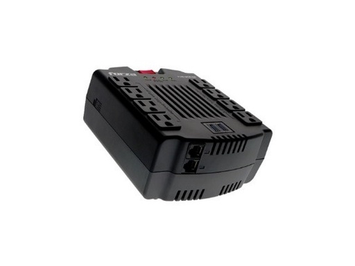 [FVR-1211USB] Forza FVR Series FVR-1211USB - Regulador automático de voltaje - CA 115 V - 600 vatios - 1200 VA - conectores de salida: 8 - negro