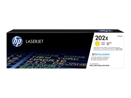 [CF502X] HP 202X - Alto rendimiento - amarillo - original - LaserJet - cartucho de tóner (CF502X) - para Color LaserJet Pro M254dw, M254nw, MFP M280nw, MFP M281cdw, MFP M281fdn, MFP M281fdw
