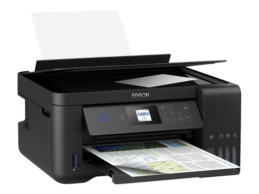 [C11CG23301] Epson EcoTank L4160 - Impresora multifunción - color - chorro de tinta - refillable - A4 (210 x 297 mm), Letter A (216 x 279 mm) (original) - A4/Legal (material) - hasta 7.7 ppm (copiando) - hasta 10.5 ppm (impresión) - 100 hojas - USB 2.0, Wi-Fi(n)
