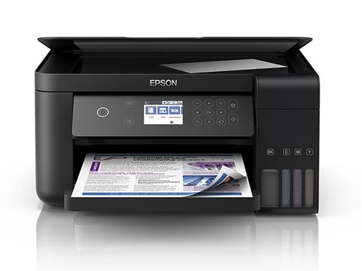 [C11CG21301] Epson EcoTank L6161 - Impresora multifunción - color - chorro de tinta - A4 (210 x 297 mm), Letter A (216 x 279 mm) (original) - A4/Legal (material) - hasta 11 ppm (copiando) - hasta 15 ppm (impresión) - 150 hojas - USB 2.0, LAN, Wi-Fi(n)