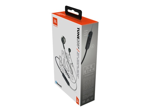 [JBLT205BTBLKAM] JBL TUNE 205BT - Auriculares internos con micro - en oreja - Bluetooth - inalámbrico - negro