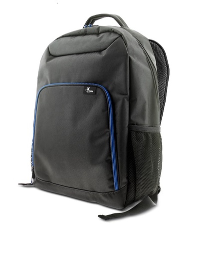 [XTB-211] Xtech XTB-211 Mochila para laptop- 15.6" -  Poliéster -  Color Negro con detalles en azul - Bolsillo frontal para accesorios con organizador interior - Bolsillo de malla laterales