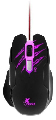 [XTM-610] Xtech - Mouse - USB - XTM-610 - Lethal haze - Gaming - Adjustable resolution settings of up to 3200dpi - 4-color LED lights - Convenient tangle-free cable - Type: 3D 6-button gaming wired mouse - Sensor: Optical - Resolution: Selectable settings with LED color indicators Red: 800 dpi Green: 1200dpi (default) Blue: 2400dpi Pink: 3200dpi - Interface: USB - Number of buttons: 6 - Lighted: Yes - Cable length: 5.2ft, braided