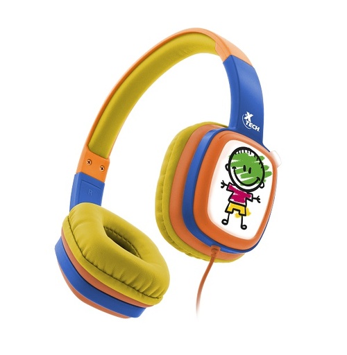 [XTH-350OR] Xtech Sound Art - XTH-350OR - Auriculares con diadema - Cableado - Con tecnología con limitación de volumen - Audífonos de llamativos colores con un diseño cómodo y seguro, pero sobre todo muy divertido  - Protege la audición de los menores al limitar el volumen a 85dB, el máximo nivel recomendado por los médicos  - Cápsulas para los oídos con tarjetas intercambiables para que cada niño pueda colorear y plasmar su propio estilo  - Diadema ajustable y cápsulas del audífono se adaptan al niño