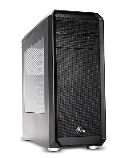 [XT-GMR1] Xtech - Black - PC Case Gamer - XT-GMR1 - Delirium - Gaming - Blue LED Fan - Side panel Acrylic window - ATX - No power supply (PS/2) - Black - One USB 2.0 port - One USB 3.0 port - One headphone port - One microphone port - Up to seven fans, with only one pre-installed unit of 120mm with 4 LEDs - Structure Material: 0.55mm SPCC - Black painting interior - Motherboard compatibility: ATX/Micro-ATX/ITX - Power supply: Bottom-mounted (not included) - Power supply maximum size: (L)9.05x(H)3.54in - H