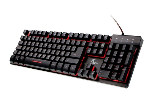 [XTK-520S] Xtech - Keyboard - Wired - XTK-520S - Spanish - Gaming - Tri-color backlight ? Selectable red, blue and purple key illumination with brightness adjustment for day or night use - Anti-ghosting function ?19 keys that can be pressed simultaneously to execute multiple commands at the same time - 12 multimedia keys ? Instant access and control of your music, videos, email and more - Plug and play USB connection - No drivers or software installation required - Sturdy and stable – Features a solid back