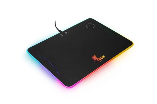 [XTA-201] Xtech - Mouse pad - XTA-201- Spectrum - Gaming - RGB hard mouse pad with wireless charger - Material: Surface: Plastic and acrylic sheet rubber - Base: Natural Rubber - Color: Black with RGB LED lights - Product size (in): 13.8x10.1x0.2 - Lighting effects: Solid colors: red, green, blue, purple, cyan, yellow and white Breathing light pattern Running light pattern -Wireless charging time: 3-4 hrs with a 9W power supply *Depending on the phone brand