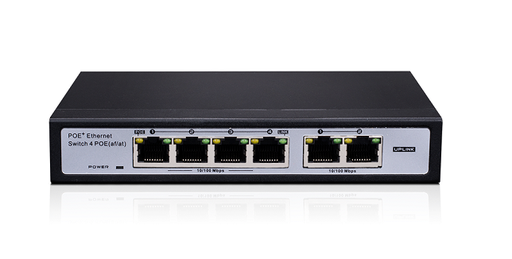 [PoES-0460C+2I] Provision ISR - POES-0460C+2I - Switch 4+2 puertos - Puertos Downlink: 4x100Mbps - Puertos Uplink: 2x 100Mbps - 60 W (Promedio:15W Max: 30W por canal) - Fuente de alimentacio?n externa - Cumple con el standard IEEE802.3af/at PoE - Distancia: Hasta 100 mts - Proteccio?n contra cortocircuitos - Modo CCTV: Hasta 50 m a 10Mbps - Funcio?n Vlan: no permite la comunicacio?n entre los puertos downlink - Brazo de pared/Agujero para cerradura anti robo (k-slot)/Conexio?n a Tierra - Fuente de alimentacio?n