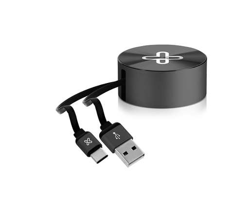 [KAC-110BK] Klip Xtreme - USB-C cable - 24 pin USB-C - 4 pin USB Type A - 1 m - Black - Retractable