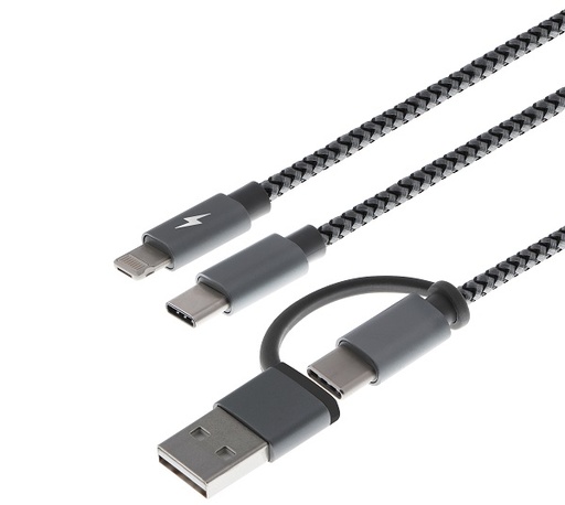 [XTC-560] Xtech - USB cable - USB Type A or C - Micro USB or Lightning and USB type C - 1.2 m - only chargingXTC-560