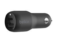 [F7U100bt04-BLK] Belkin BOOST CHARGE Car Charger - Adaptador de corriente para el coche - 30 vatios - 3.6 A - 2 conectores de salida (USB, USB-C) - negro - para Apple iPad/iPhone/iPod (Lightning)